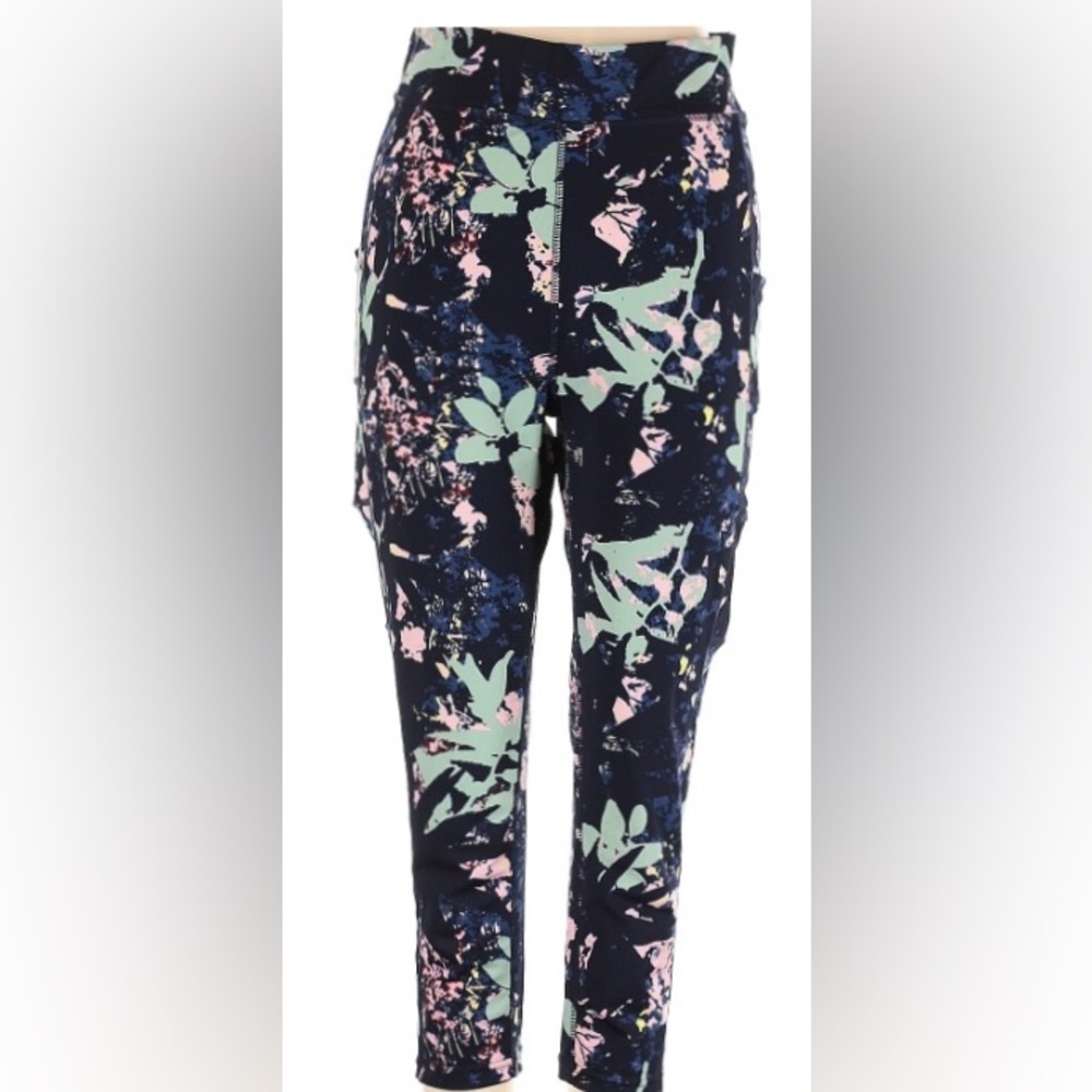 Pop fit floral leggings size L Workout Gym High-Rise Printed Leggings Navy Multi - Picture 4 of 4